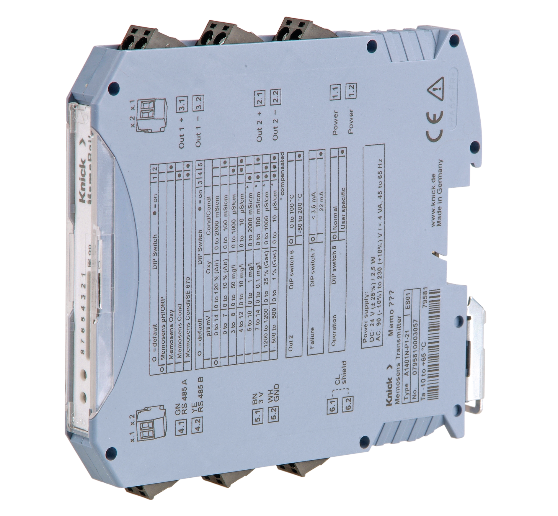 MemoRail A1401 Kompakter Multiparameter-Transmitter | Memosens Sensoren | 1x 4...20 mA Ausgang aktiv | 24 V DC Versorgung
