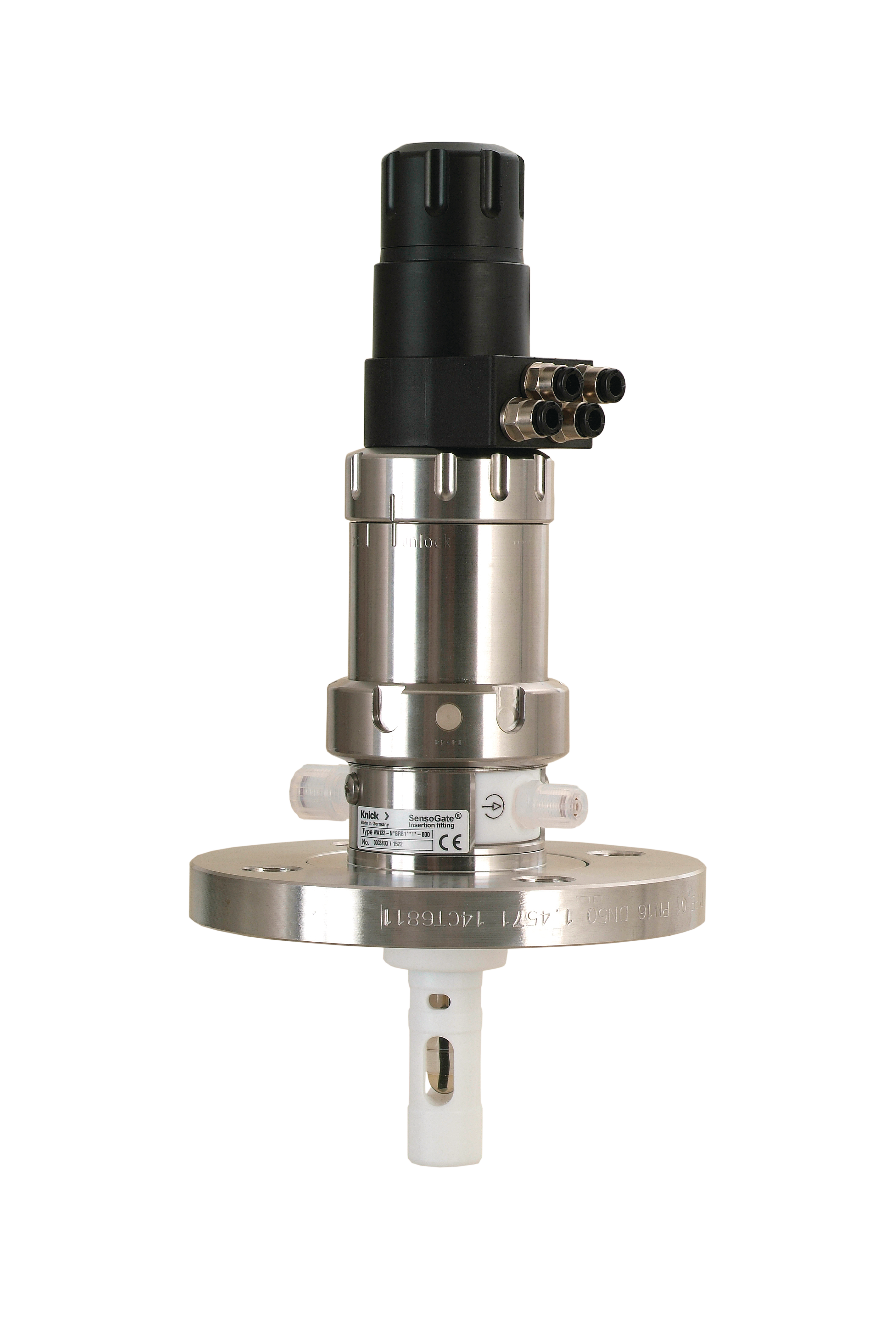 WA133 SensoGate Retractable Fitting | Modular | Pneumatic | Process-wetted parts made of PTFE | For simple, commercial controllers