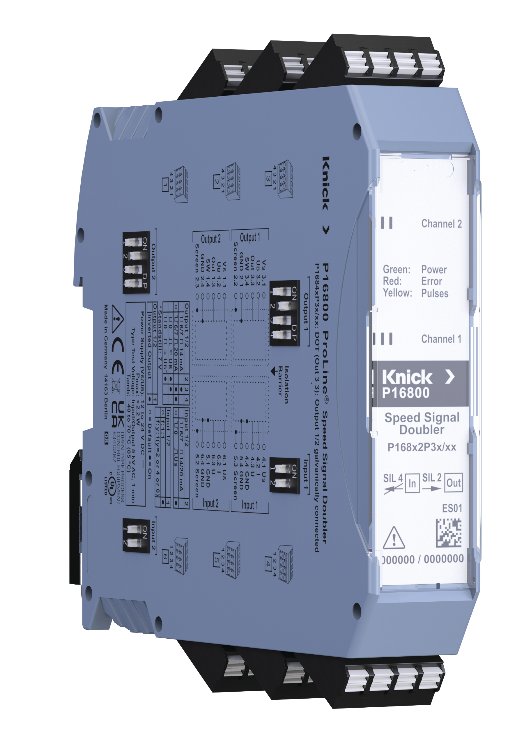 P16800 Speed Signal Doubler | Input speed sensor signal 10 … 33.6 V DC (max.35 V) | Safe decoupling acc. SIL4, safe transmission acc. SIL2