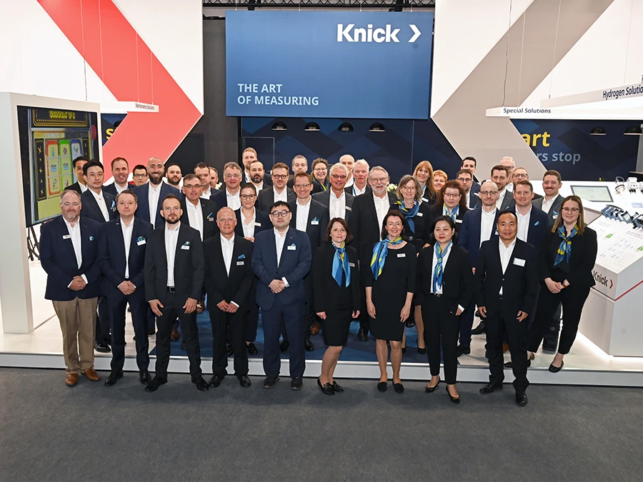 Knick’s large, international team at its ACHEMA 2024 trade fair booth.